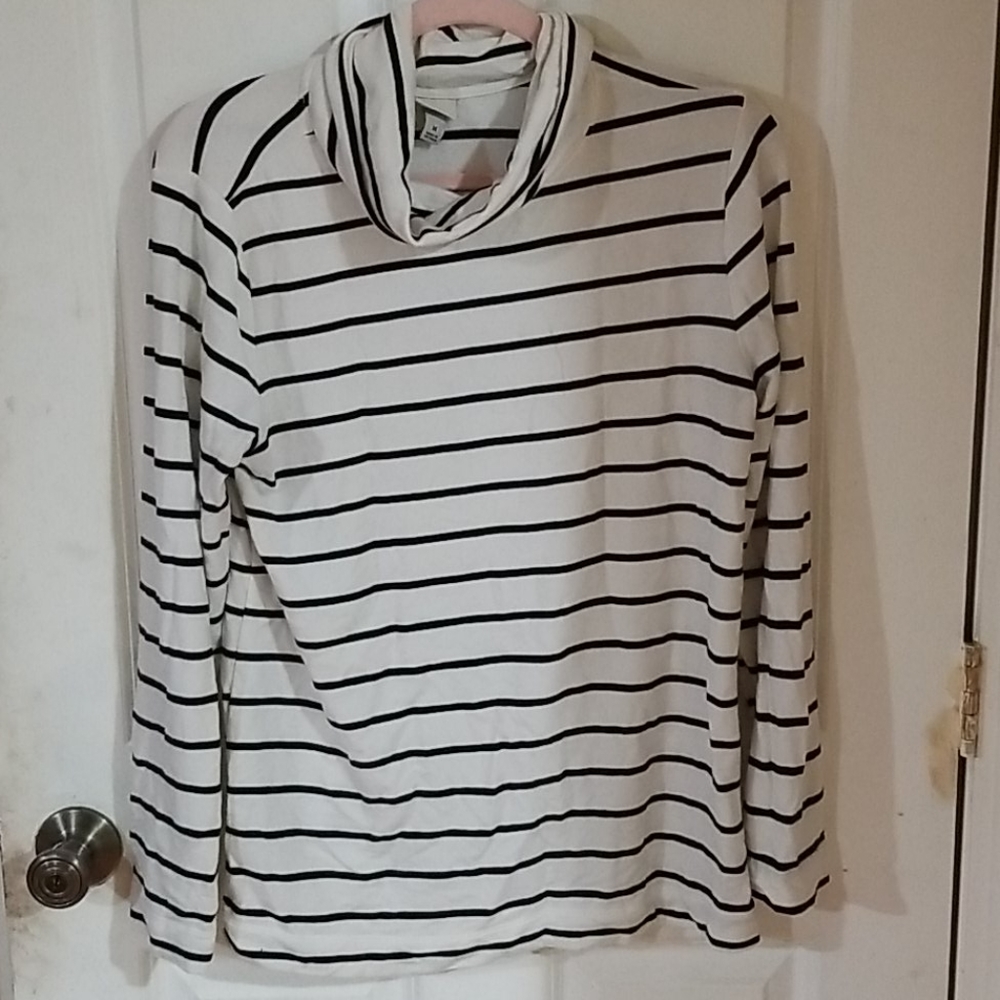 Striped a new day Long Sleeve Cowl Neck Top